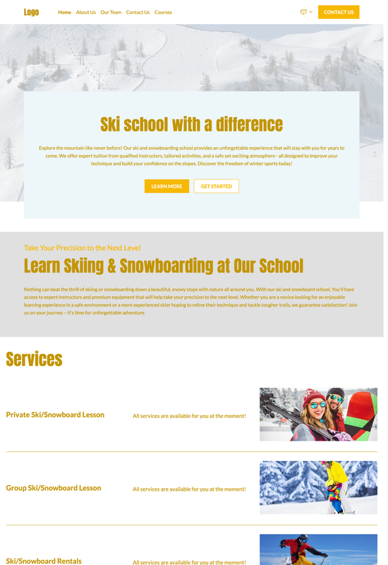 snowboarding & ski school template preview