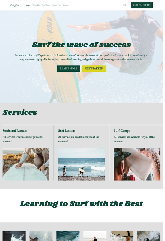 surfing school template preview