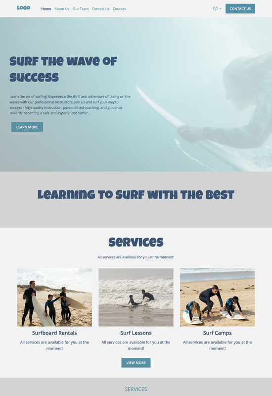 surfing school template preview