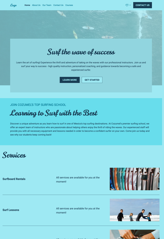 surfing school template preview