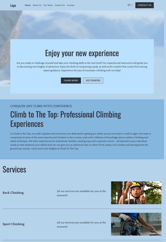 climbing school template preview