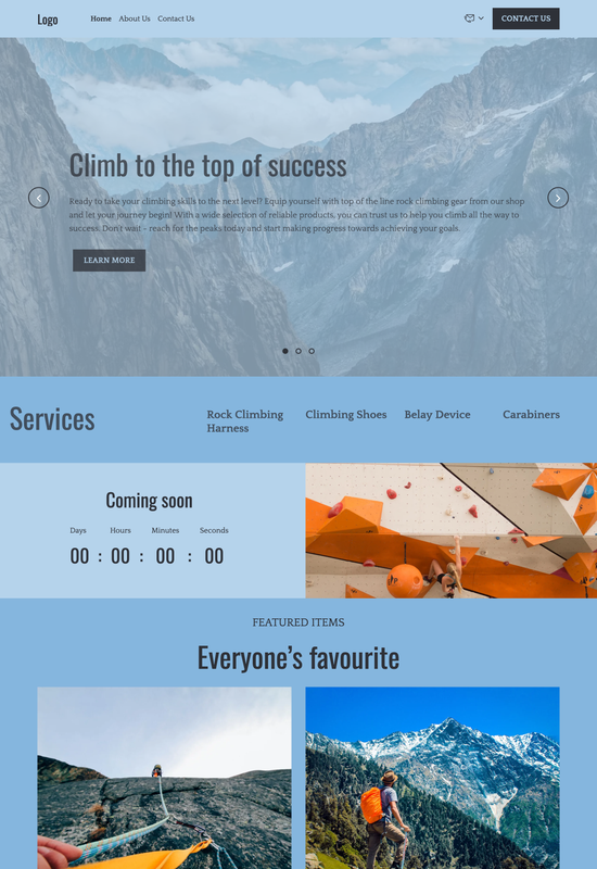 rock climbing equipment shop template preview