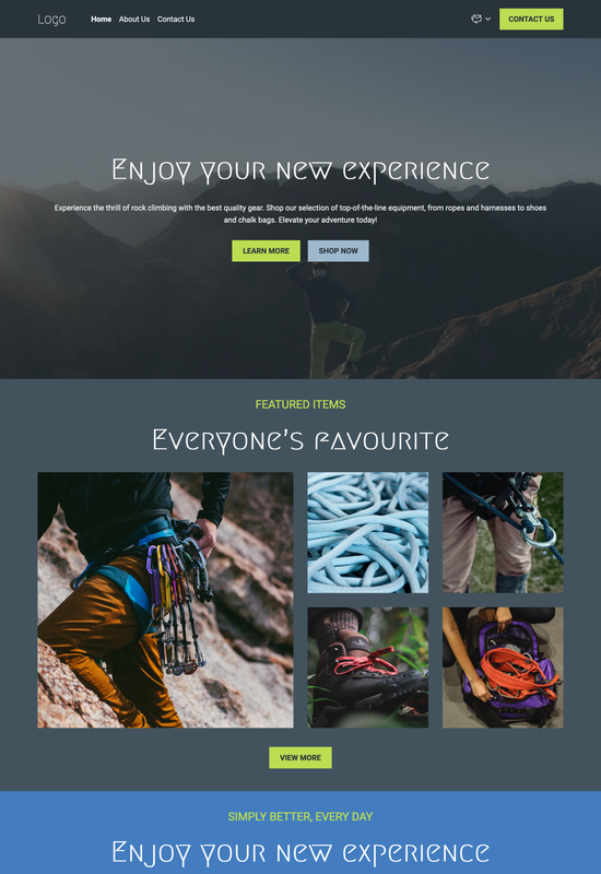 rock climbing equipment shop template preview