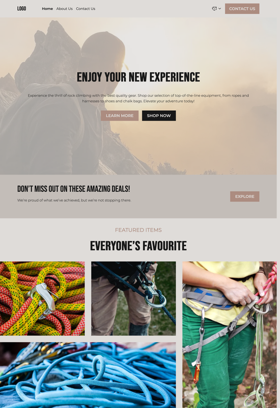 rock climbing equipment shop template preview