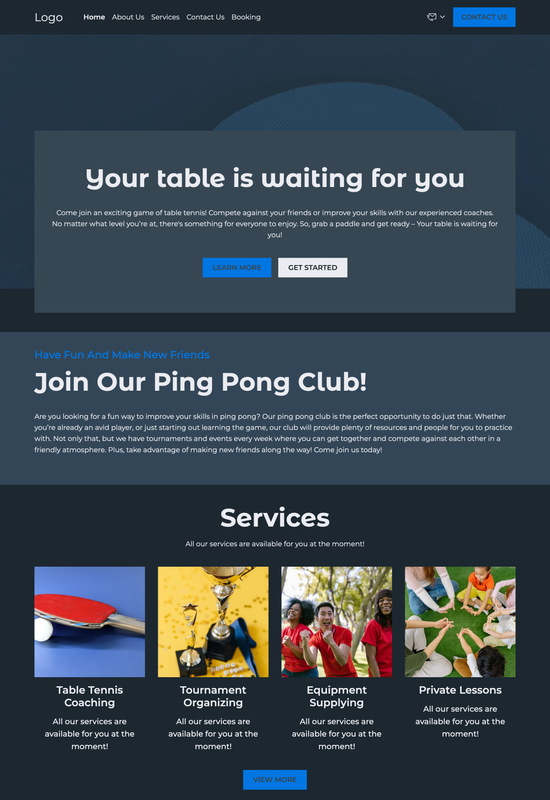 ping pong club template preview