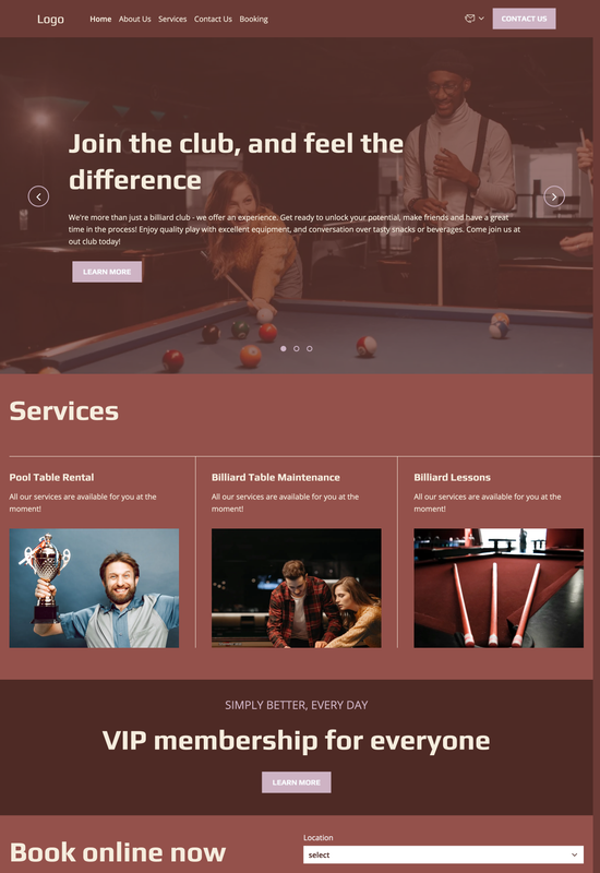 billiard club template preview