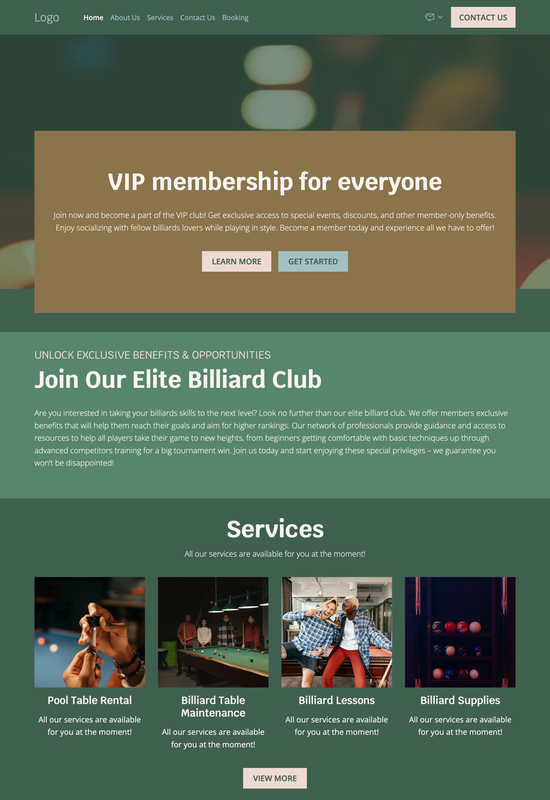 billiard club template preview