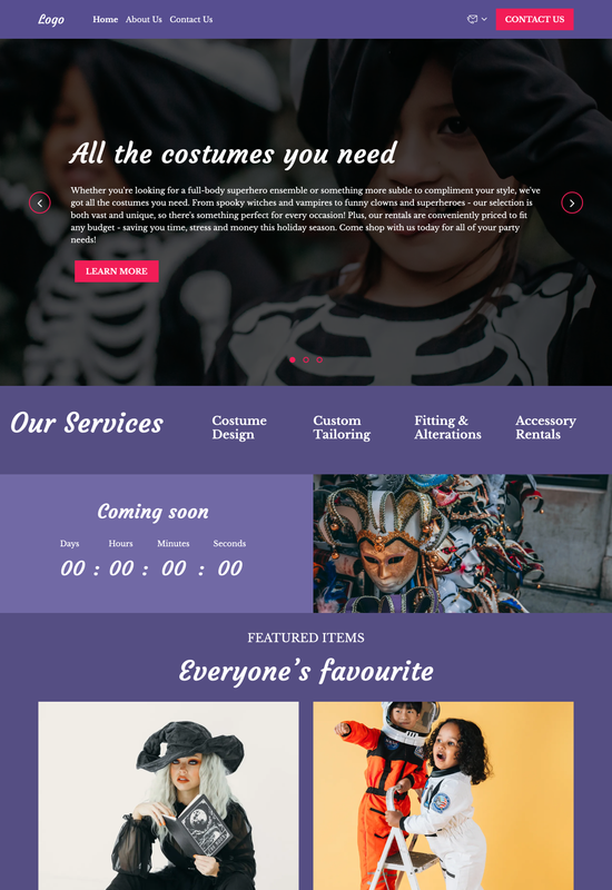 costume rental store template preview