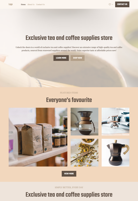 Vorschau der Website-Vorlage für Tee- und Kaffeelieferanten