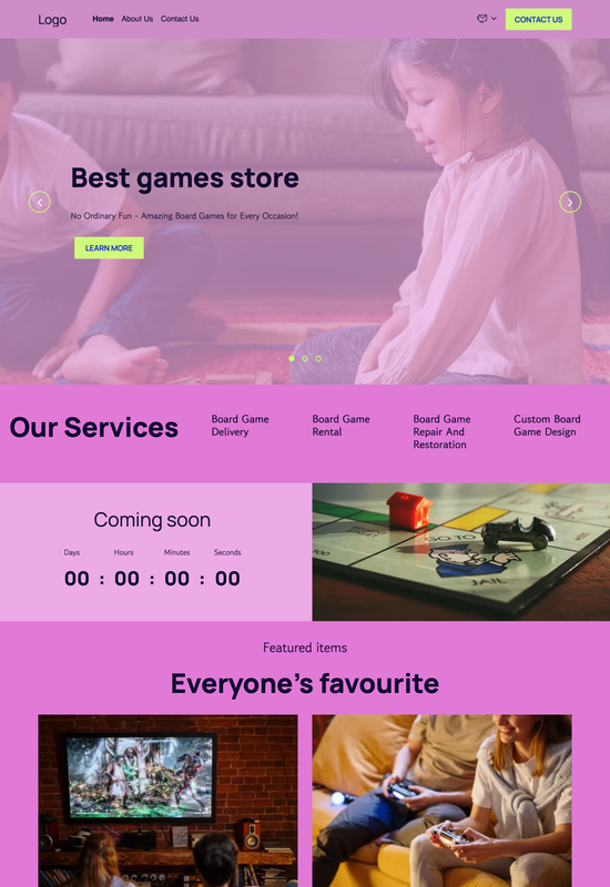 board games store template preview