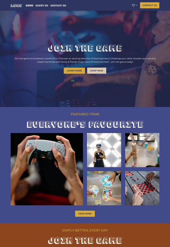 board games store template preview
