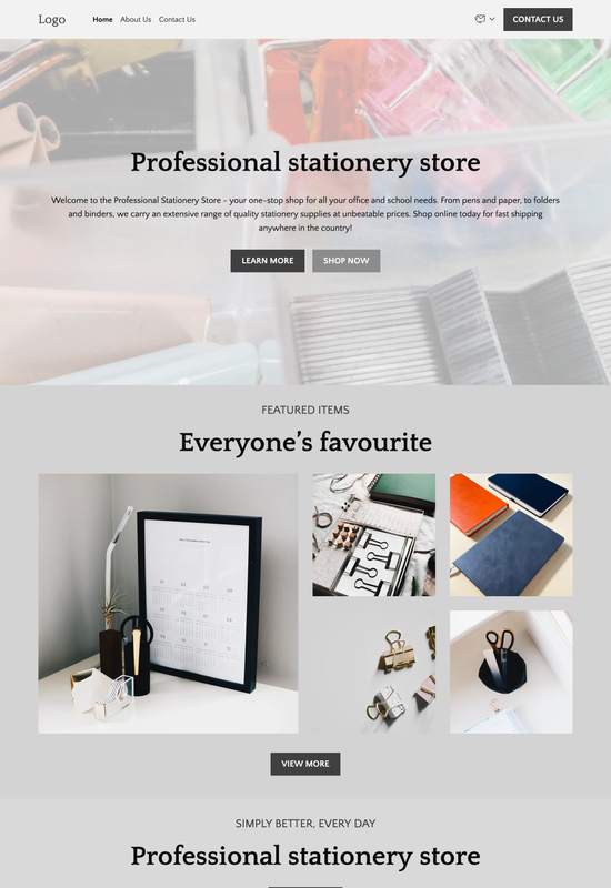 stationery store template preview