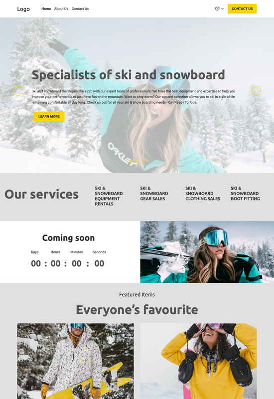 ski & snowboard store template preview
