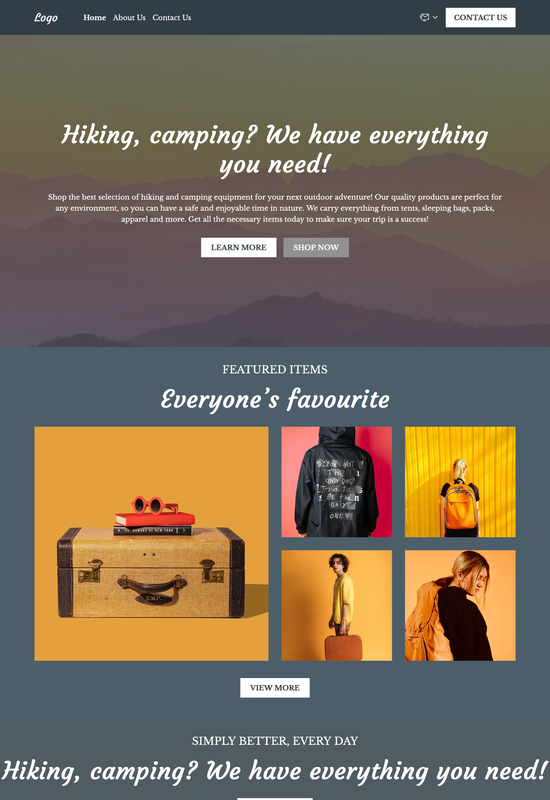travel equipment store template preview