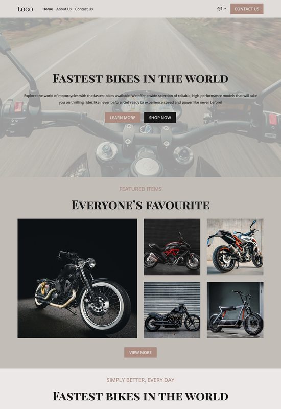 motorcycle store template preview