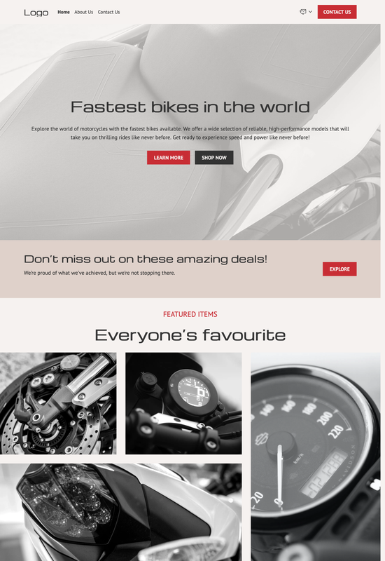 motorcycle store template preview