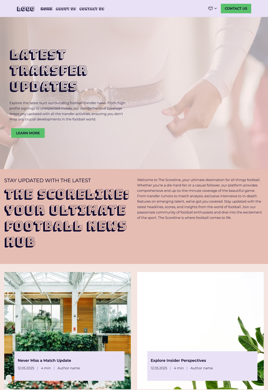 Anteprima del modello di blog sportivo