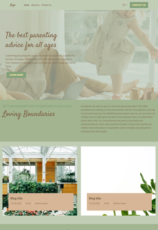 parenting blog template preview