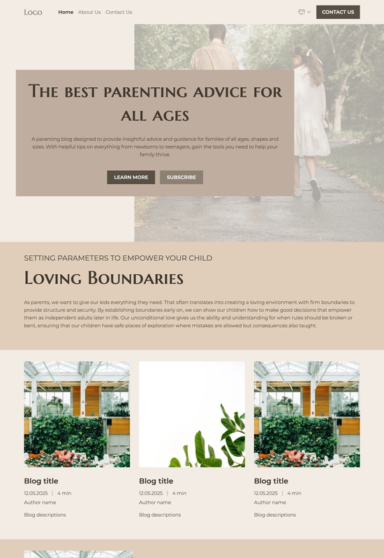 parenting blog template preview