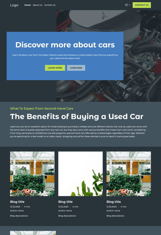car blog template preview