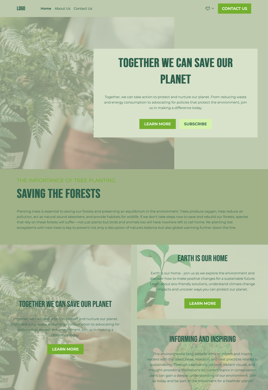 pré-visualização do modelo de blog ambiental