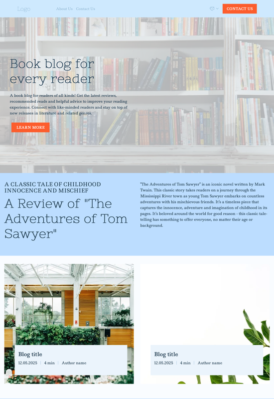 book blog template preview