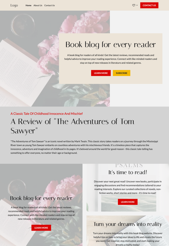 book blog template preview