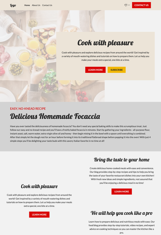 food blog template preview