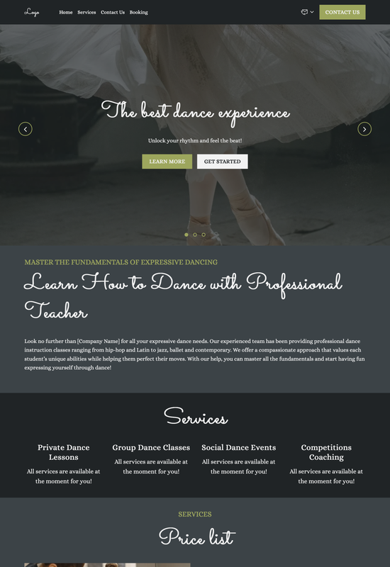 personal dance teacher template preview