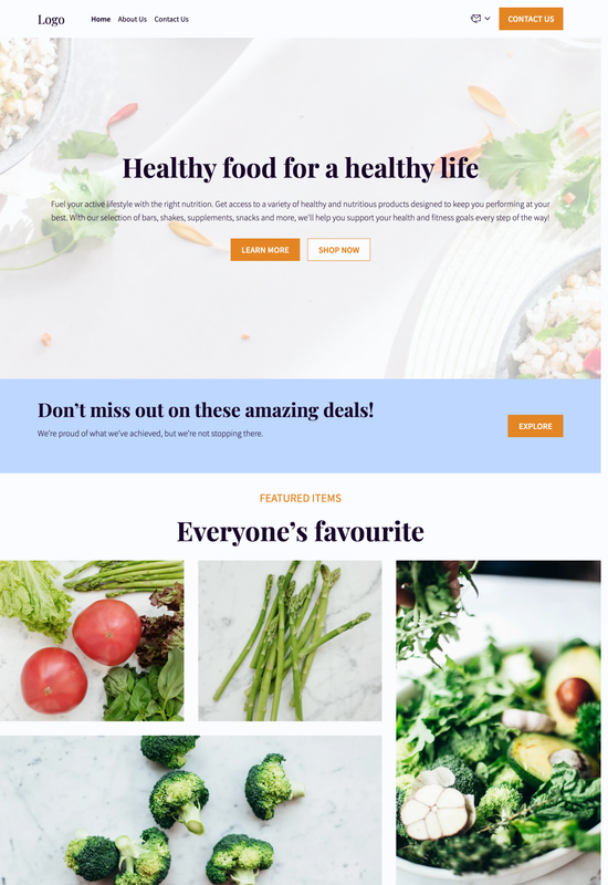 sports nutrition store template preview