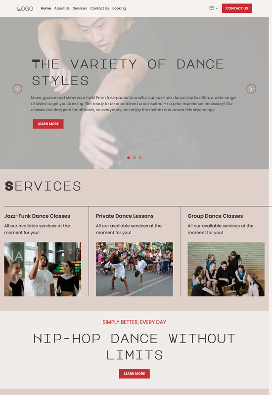 jazz-funk dance studio template preview