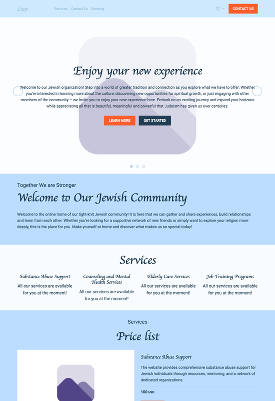Jewish organization template preview