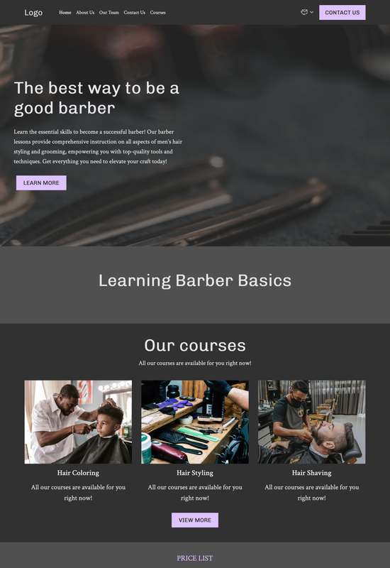 barber lessons template preview