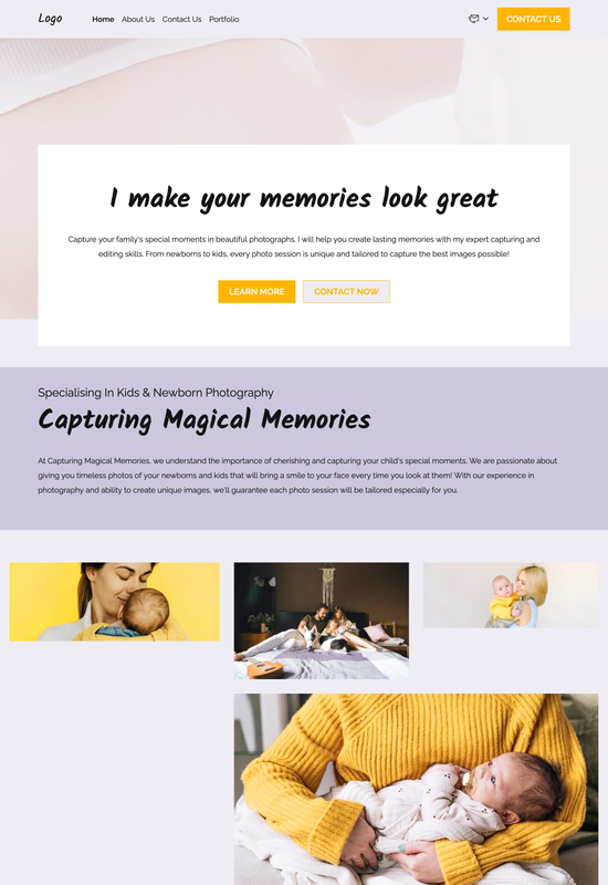 kids & newborn photography portfolio template preview