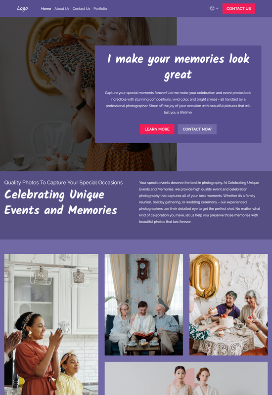 celebration & event photography portfolio template preview