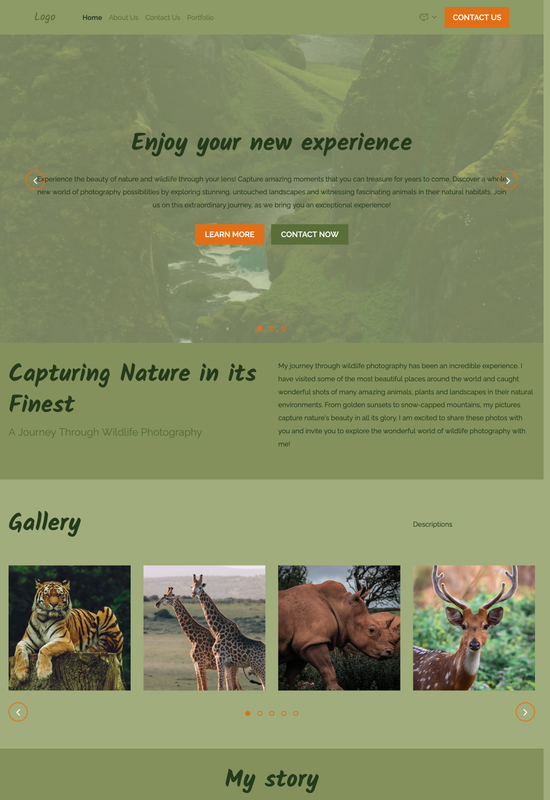 Vista previa de la plantilla de portafolio de fotografía de naturaleza y vida silvestre