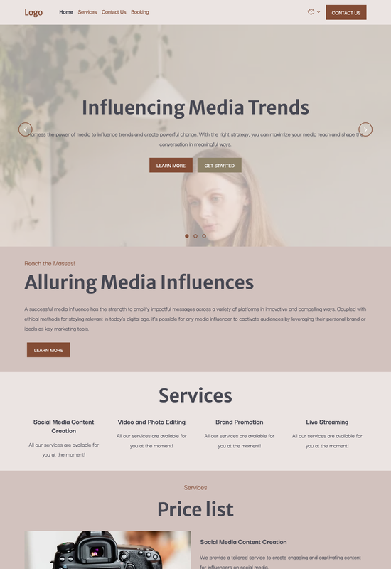 Vista previa de la plantilla para influencers