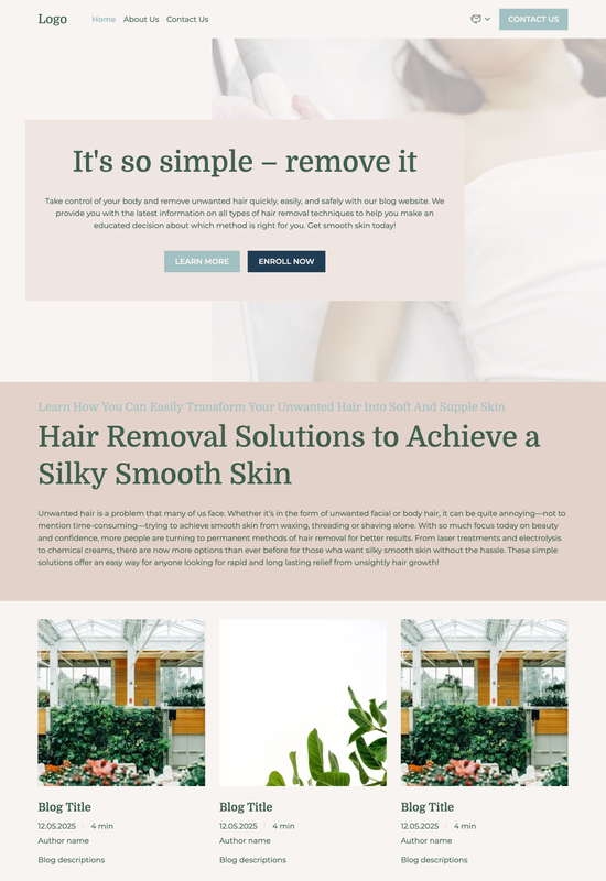 hair removal blog template preview