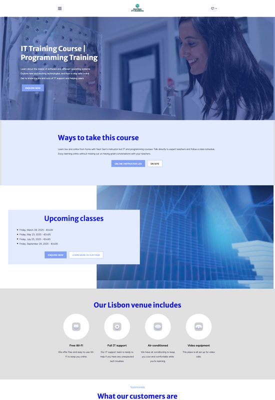 IT training school template preview