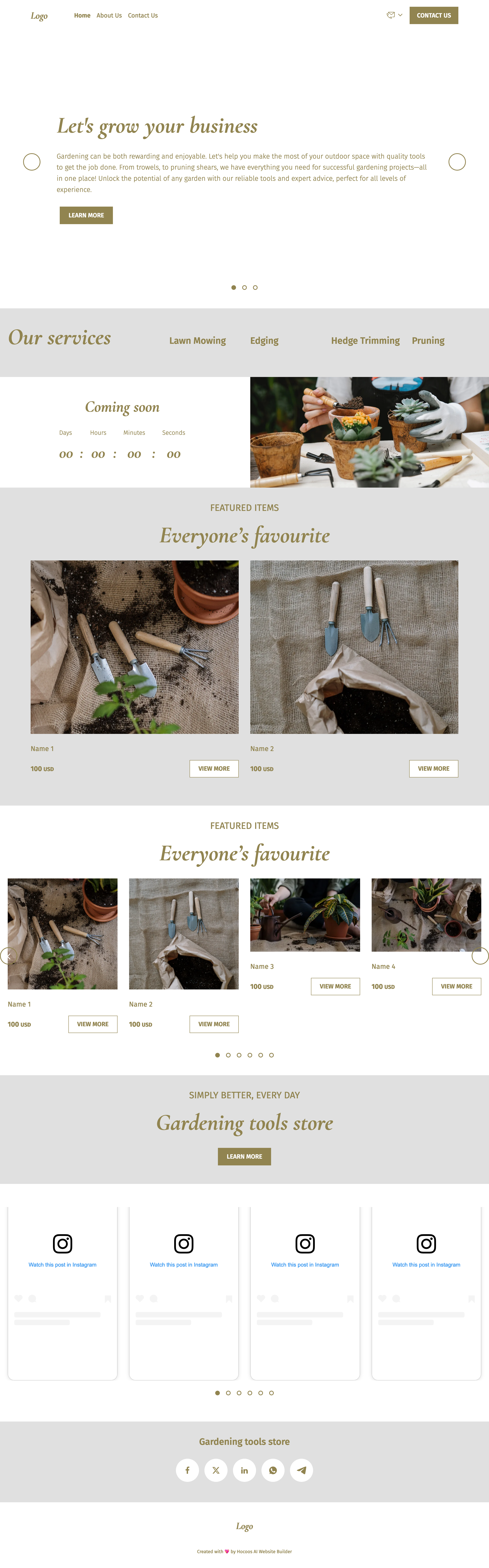 gardening tools store template preview