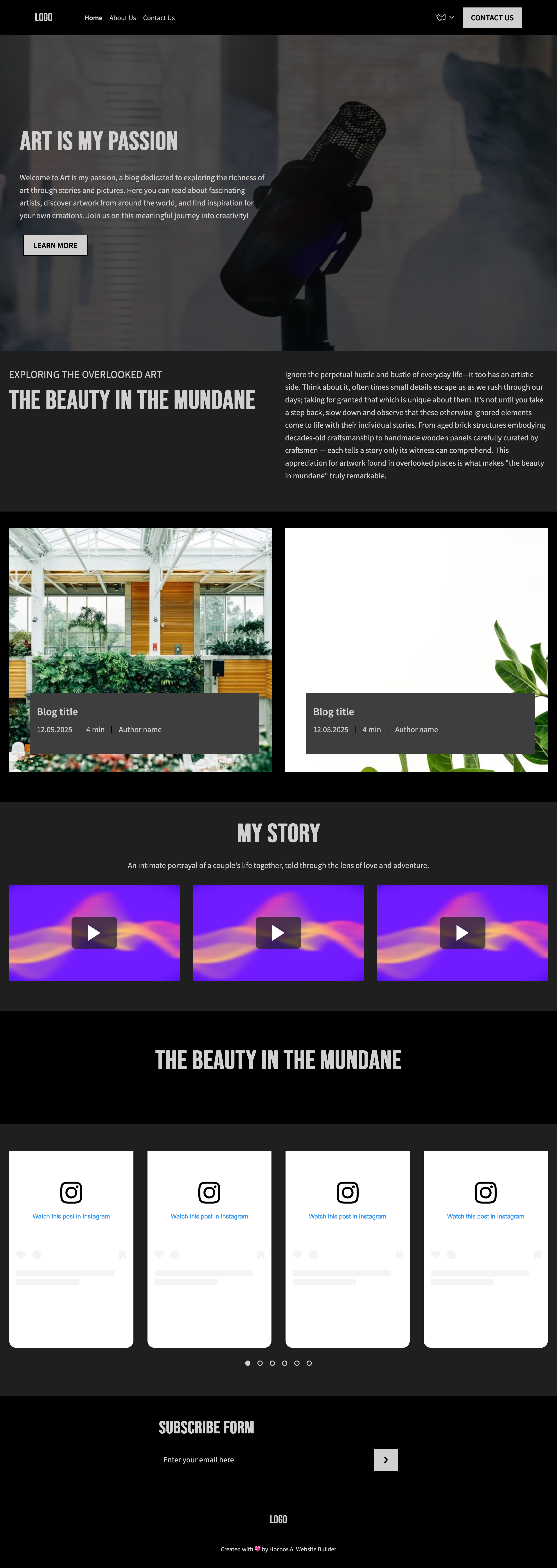 art blog template preview