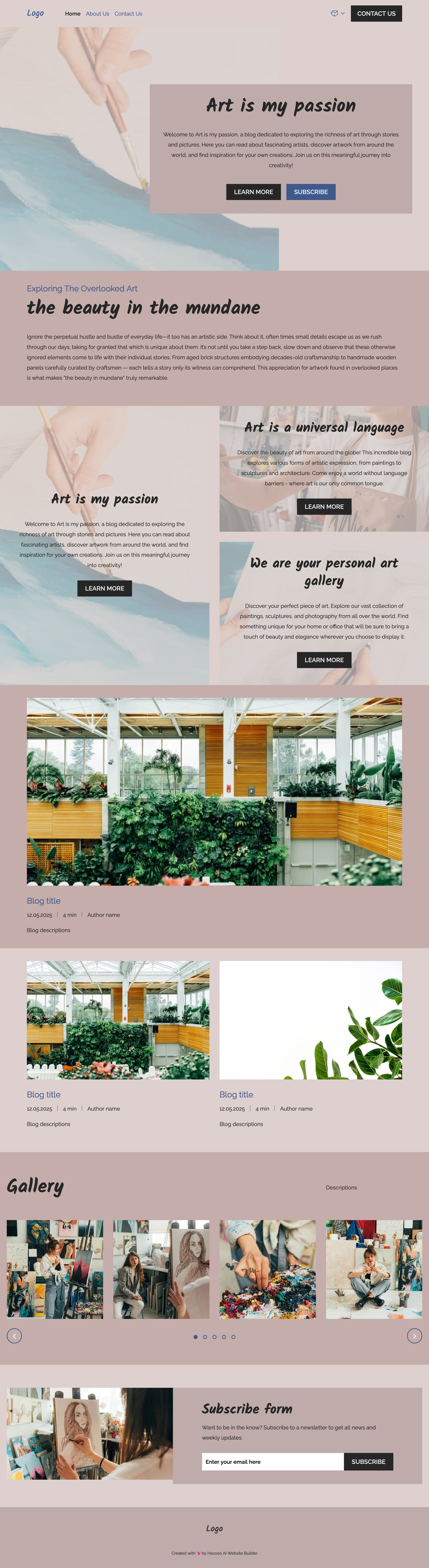 art blog template preview