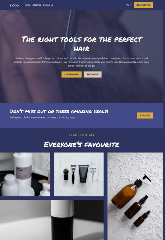 Vista previa de la plantilla de la tienda de herramientas para cortar cabello