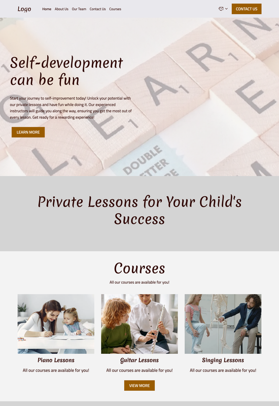 private lessons template preview