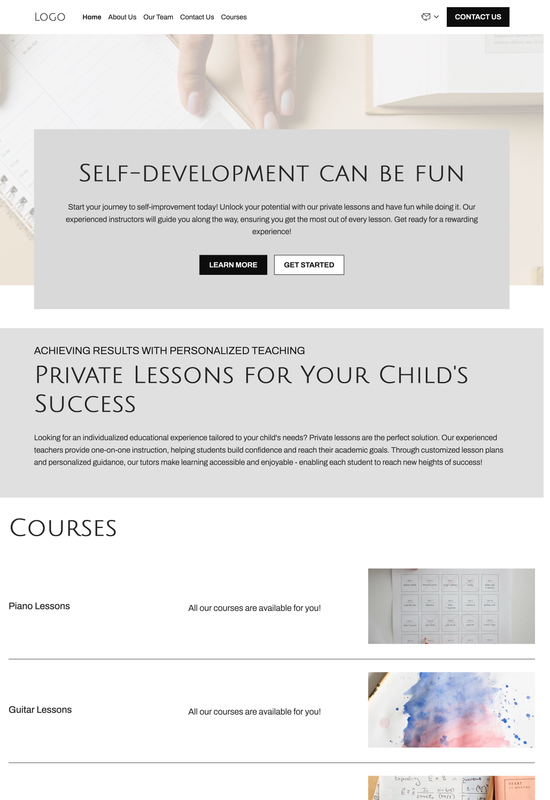 private lessons template preview