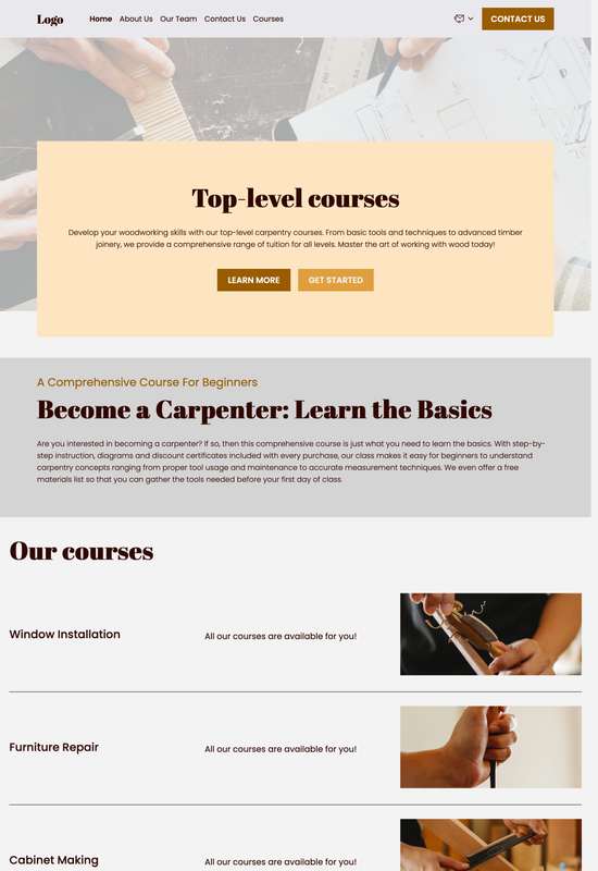 carpenters courses template preview