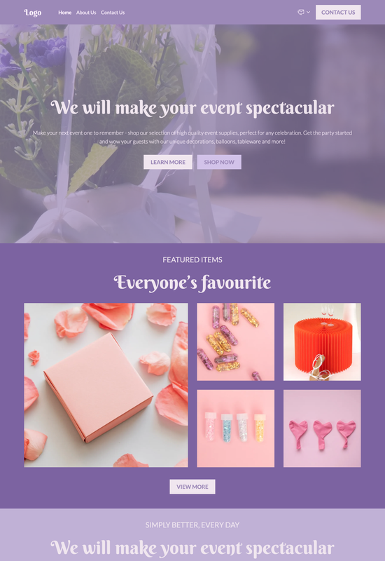 event supply store template preview