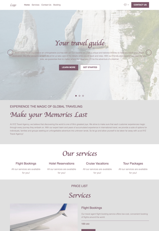 travel agent template preview