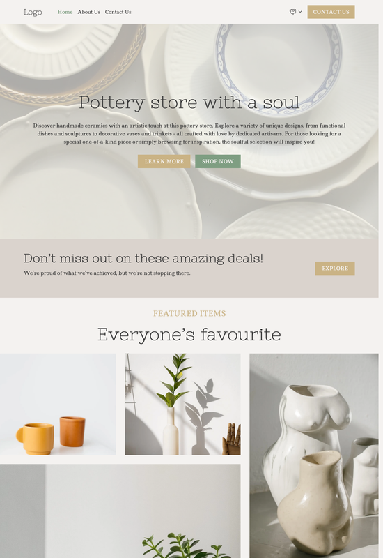 pottery store template preview