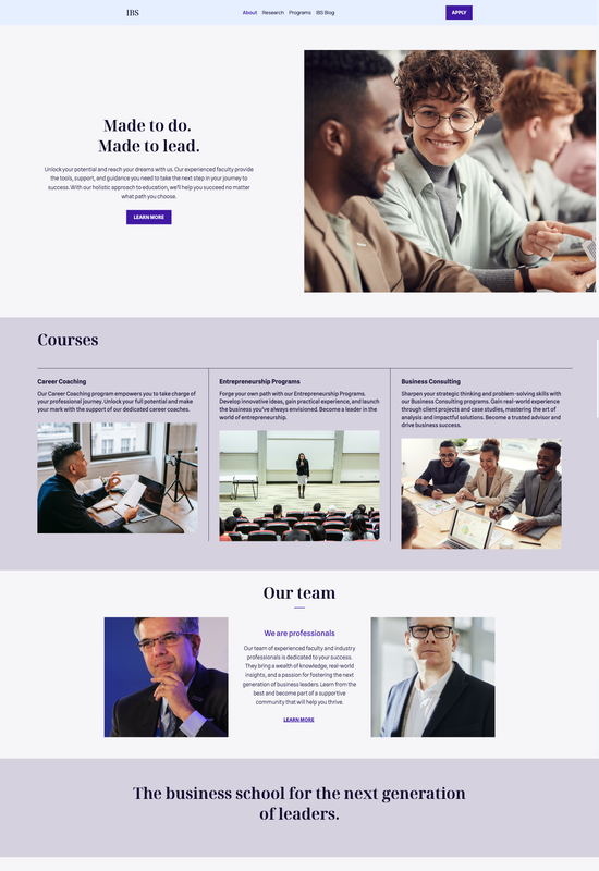 business school template preview